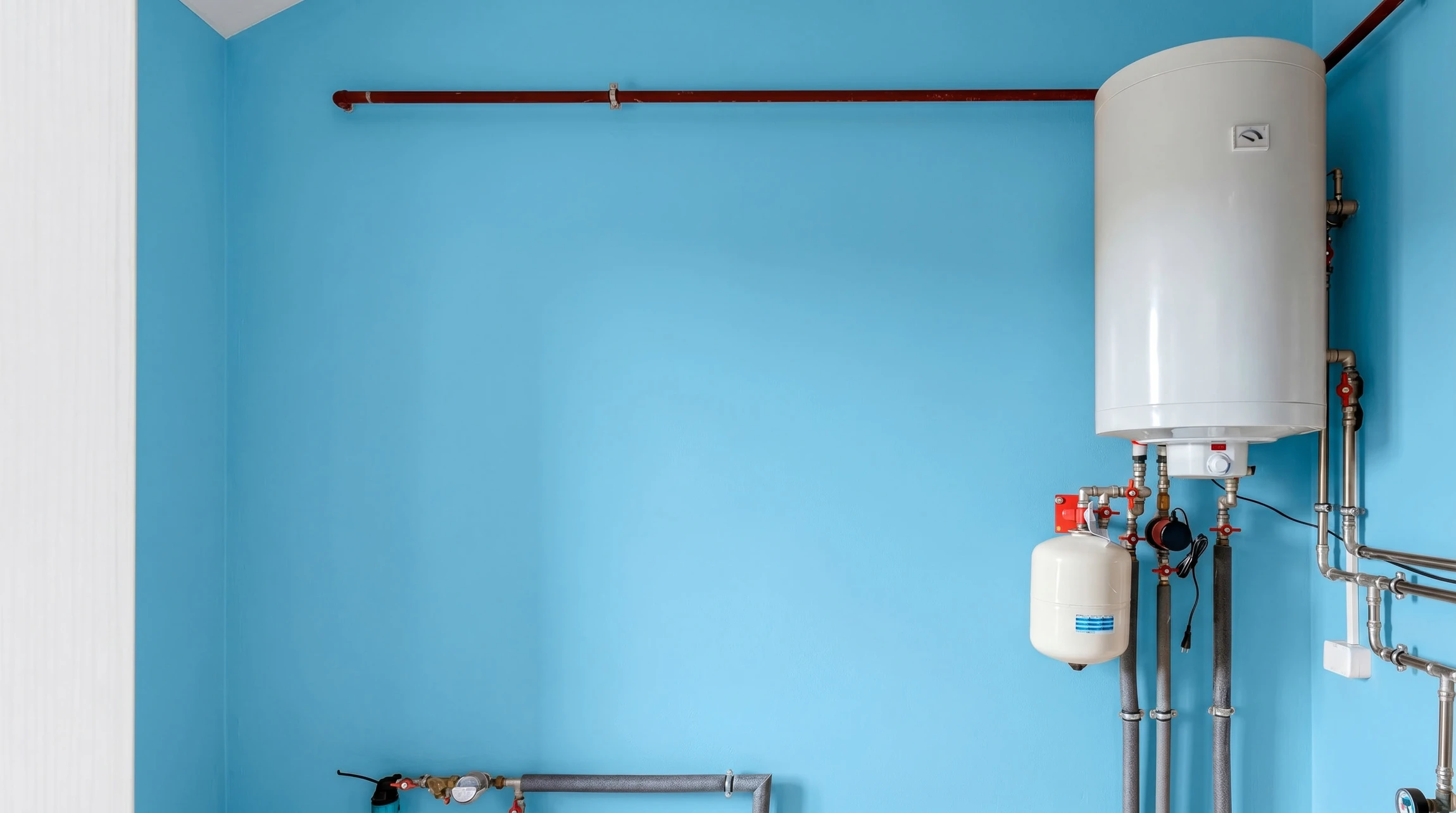 Plombier professionnel effectuant la maintenance d'un chauffe-eau électrique dans un sous-sol résidentiel